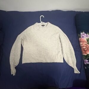 Dynamite Light Gray Ribbed Crewneck Sweater
